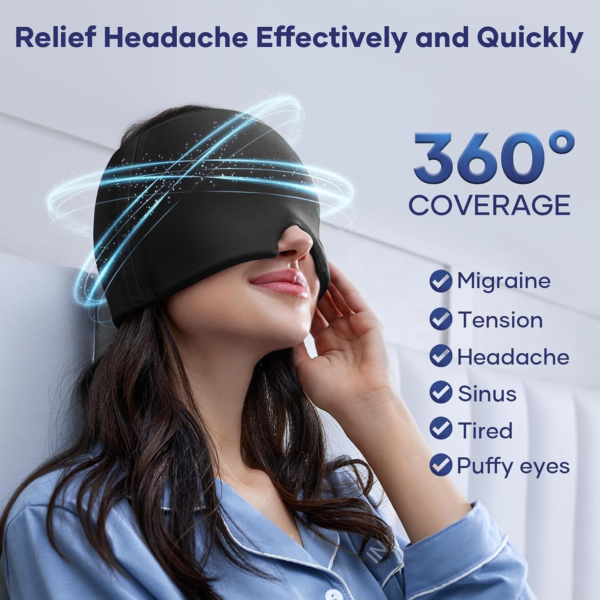 Men's Migraine Relief Cap 360 Degree Cooling Gel for Head Pain (1 Pc)