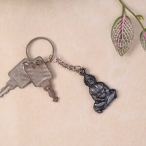 Hanuman Ji Sitting Pose Metal Keychain – Durable Spiritual Key Ring