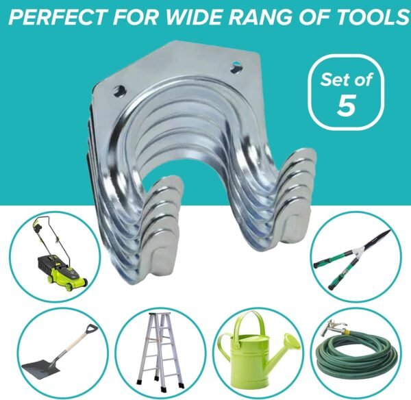Heavy Duty Tool Hanger Hooks – 5-Pack Garage Storage | GlimmerHome