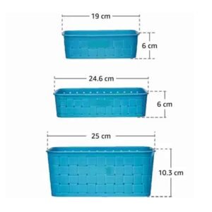 Storage Baskets Set – Food-Grade Plastic, Sky Blue | Organivo