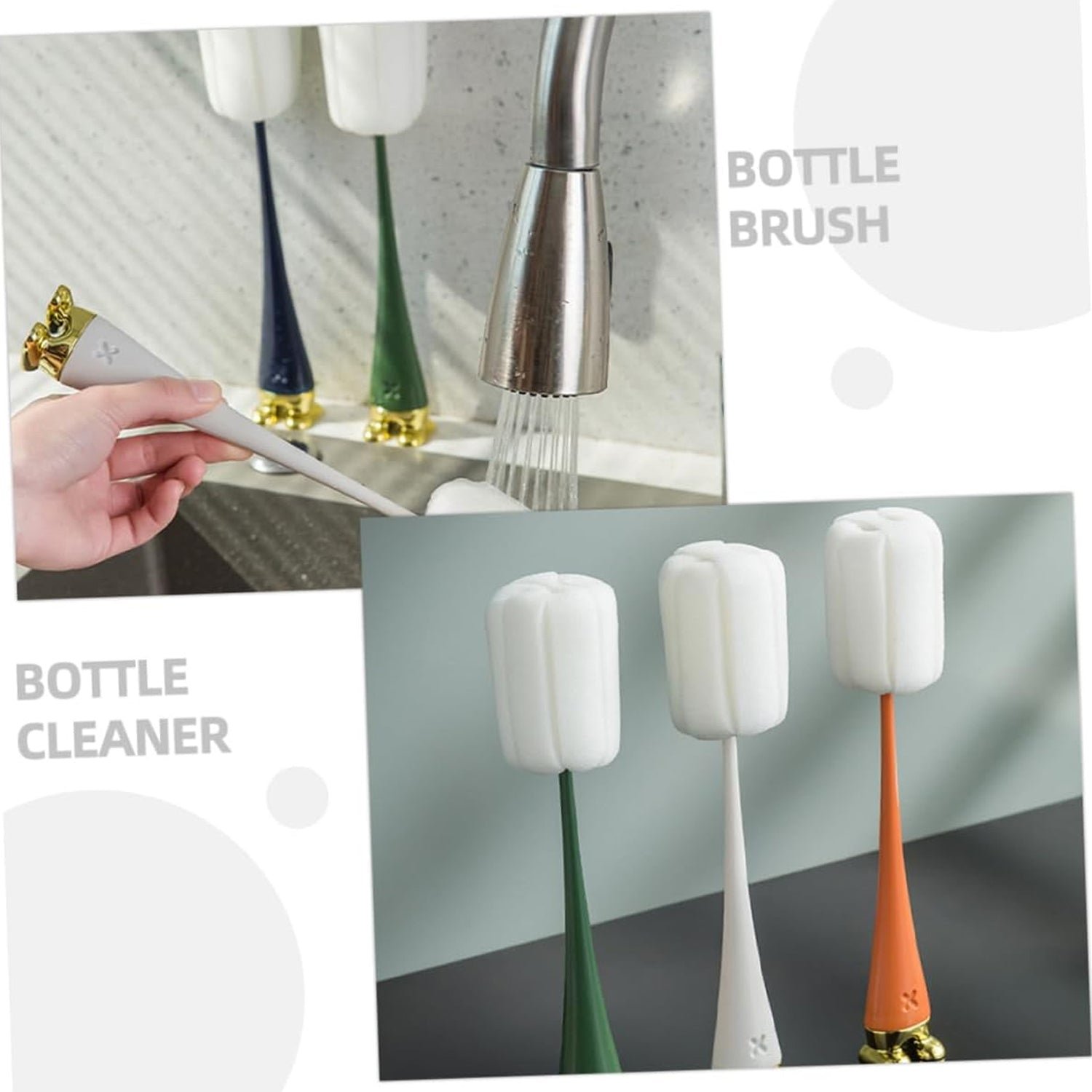 Silicone Bottle Cleaning Brush – Long Handle Foam Scrubber | Velvet Wipe