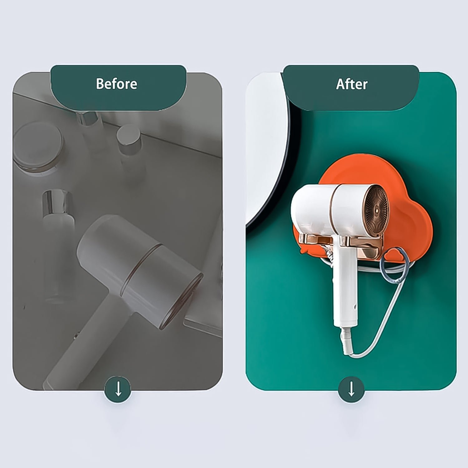 Hair Dryer Holder – Wall Mounted Foldable Stand | Calm & Curl
