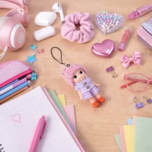 Mini Doll Hanging Keychain Set – 6 Cute Colorful Charms