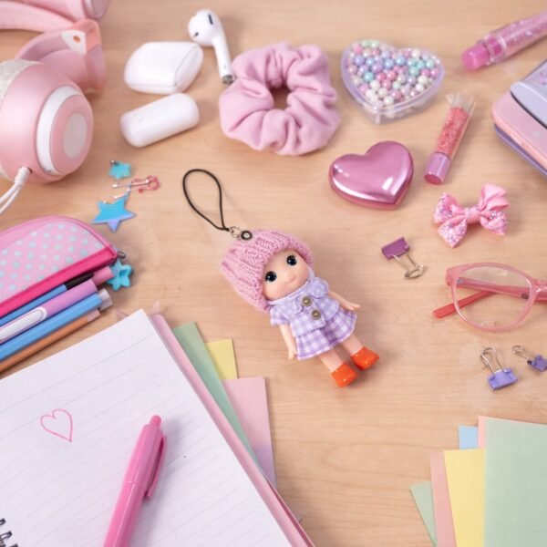 Mini Doll Hanging Keychain Set – 6 Cute Colorful Charms