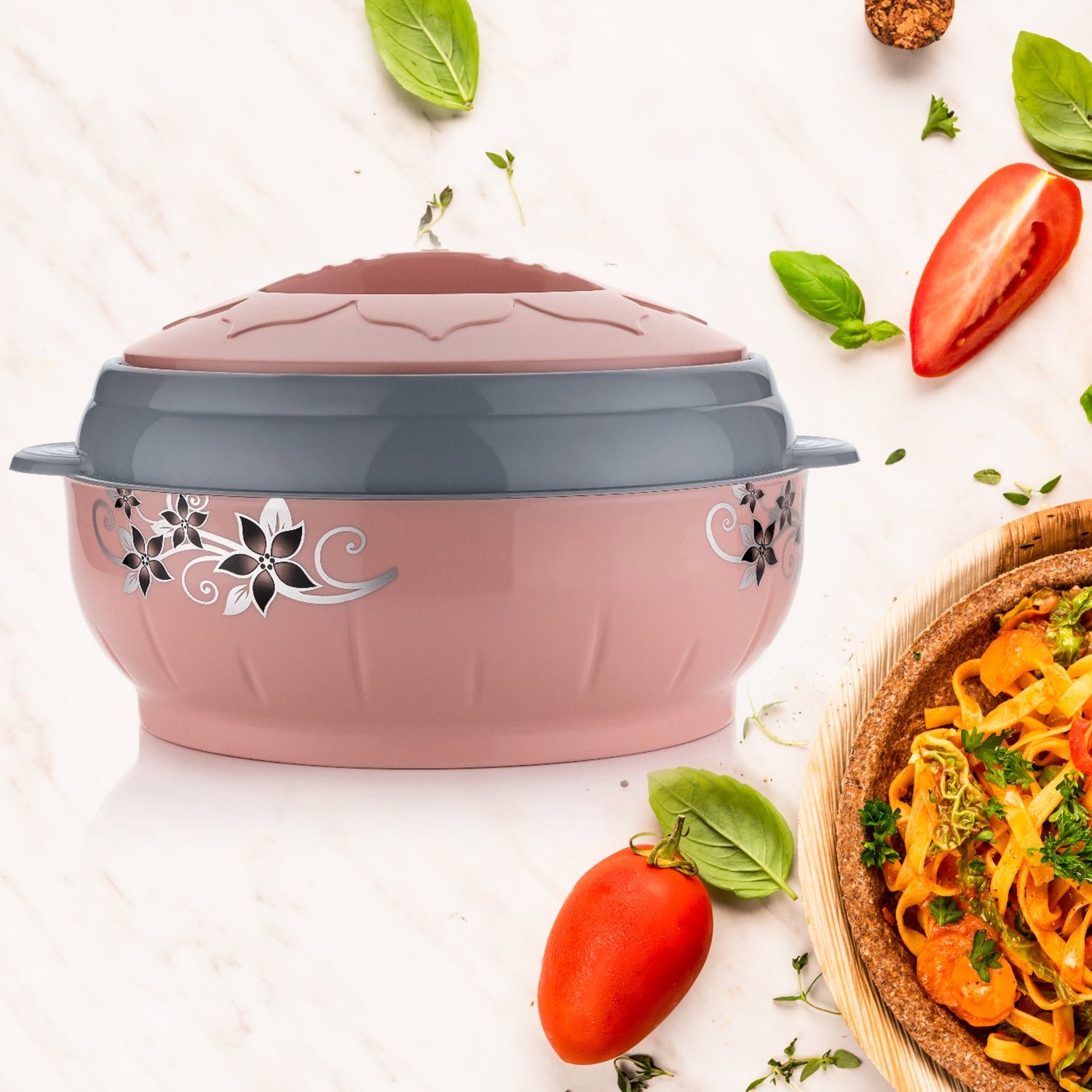 Insulated Casserole – 4500ml Floral Steel for Hot Food |