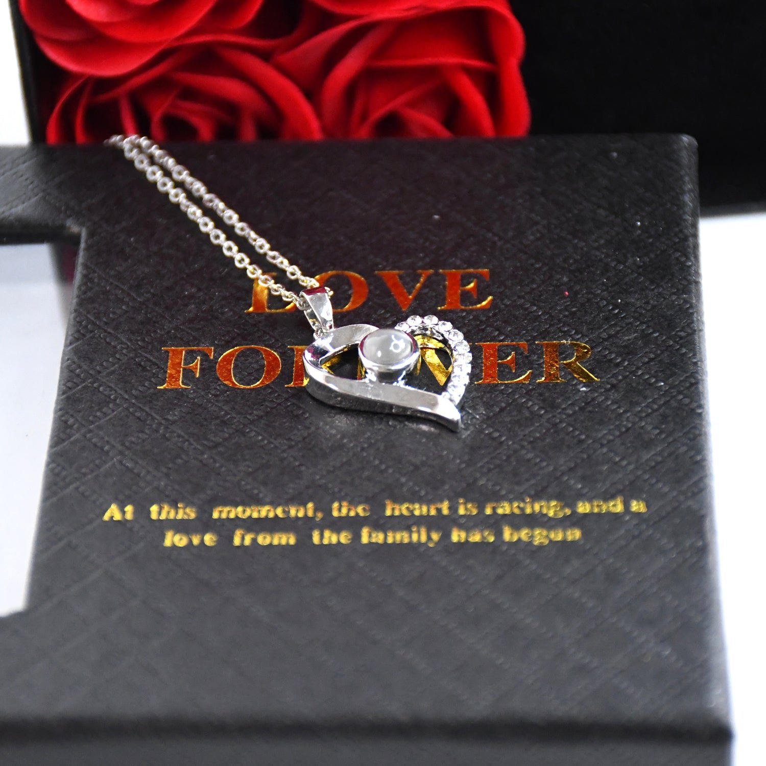 Eternal Rose Gift Box – Handmade with I Love You Necklace