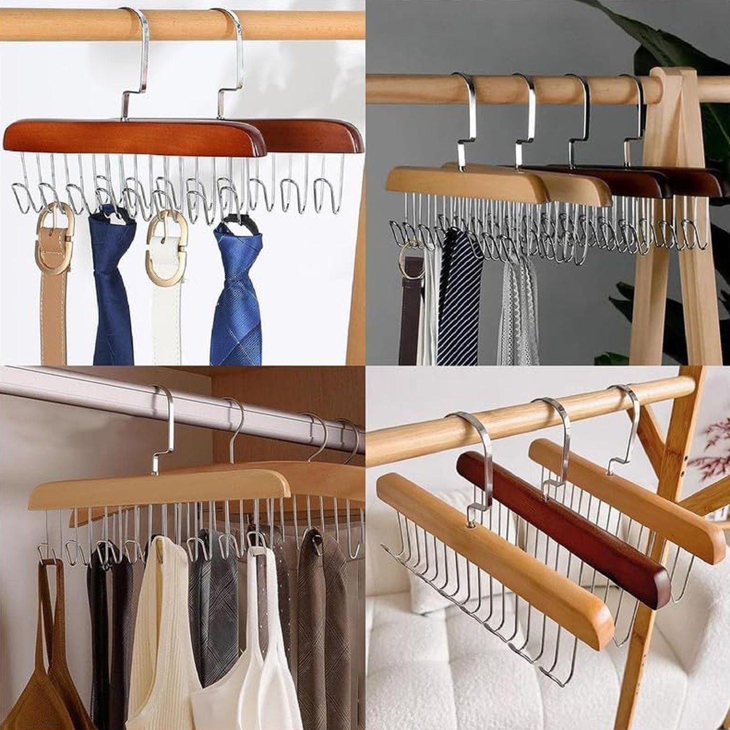 Space Saving Hanger – 8-Hook Lotus Wood Closet Organizer | Organivo