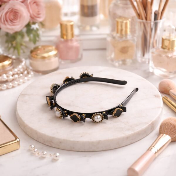 Decorative Headband – Elegant Pearl & Floral Design for Women