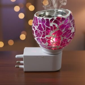 Plug-In Aroma Diffuser Lamp – Purple Mosaic Glass Night Light