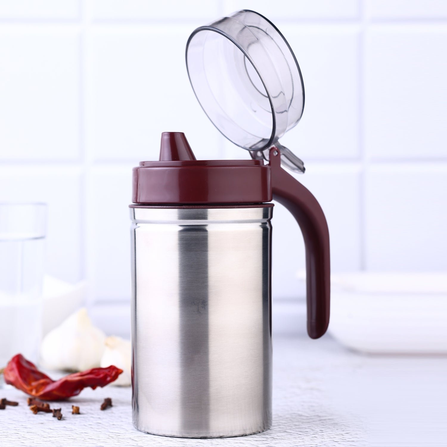 Stainless Steel Oil Dispenser – 500ml Anti-Drip | Ganesh