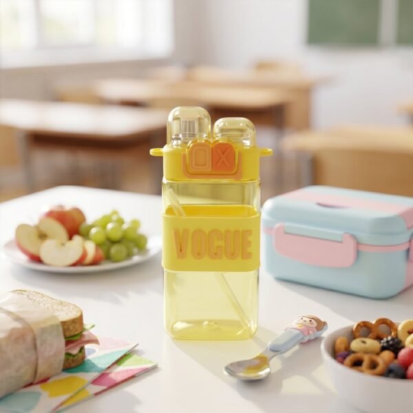 Girls Dual Compartment Water Bottle – Leakproof with Carry Strap