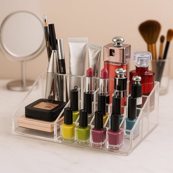 04_33342df3-f57e-44a4-8b2a-83b6b940fb28 Acrylic Makeup Organizer – 16 Clear Compartments for Cosmetics