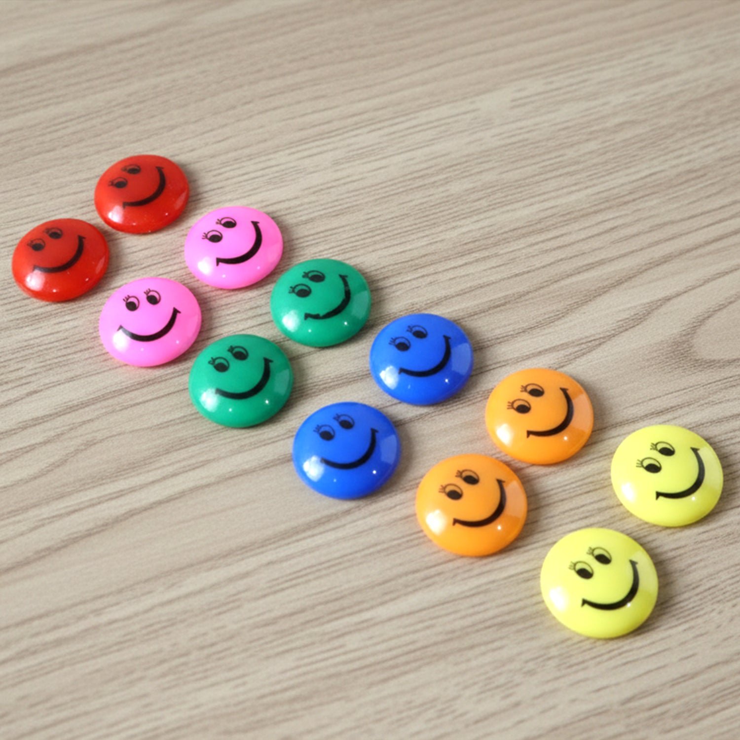 Smiley Face Magnetic Buttons Set – Strong, Colorful 12 Pc Set