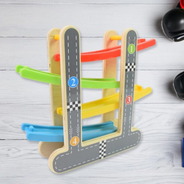 Wooden Race Track – 4-Level Car Ramp Set for Toddlers | Action Legion