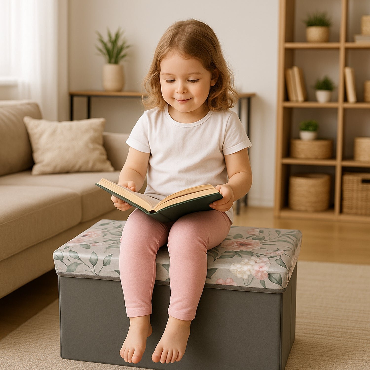 Foldable Storage Box with Floral Lid – Durable & Spacious Organizer