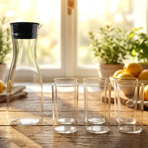 Plastic Water Jug and Glass Set – Durable, Lightweight Drinkware