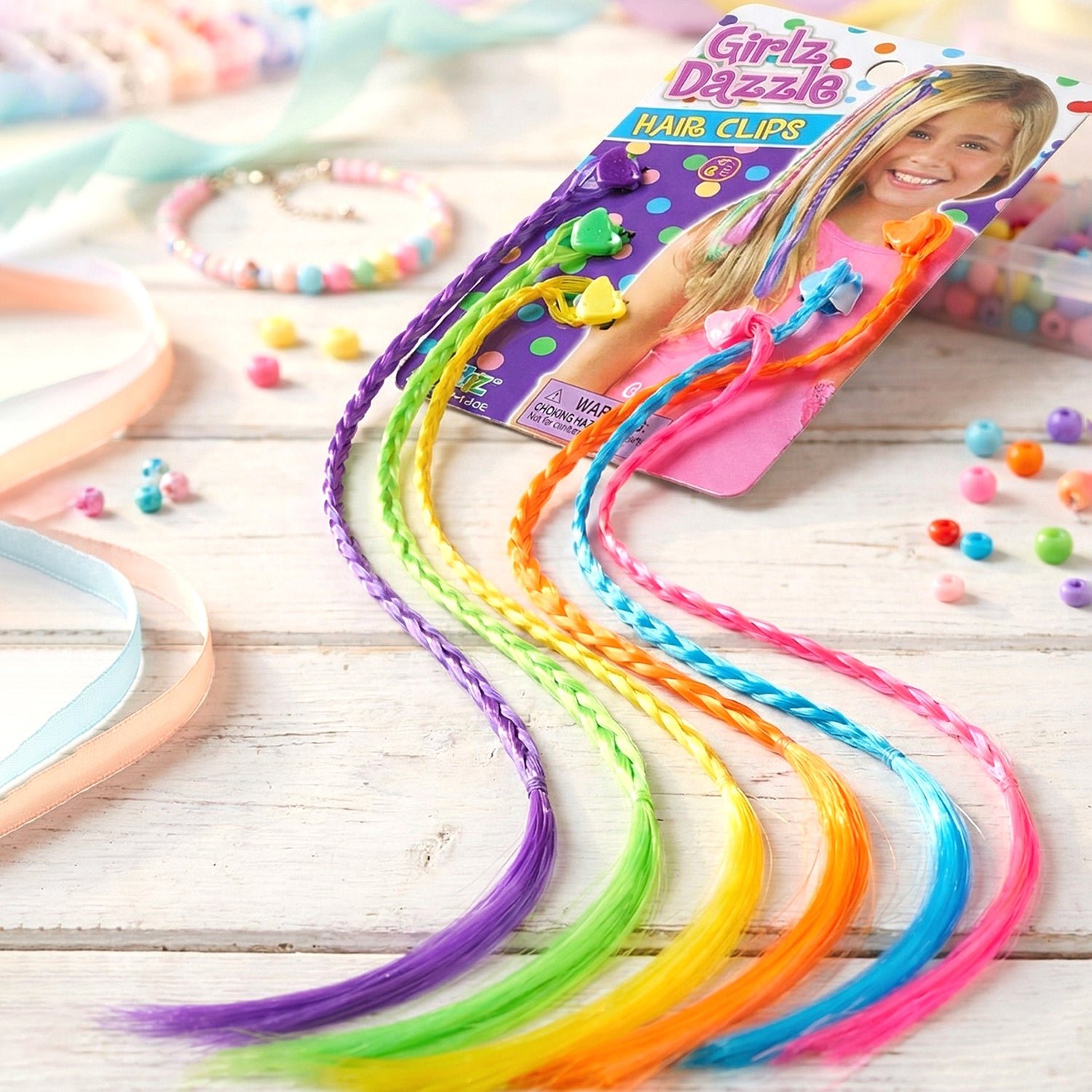 Braided Hair Extension Streaks – Colourful Clip-In Set for Kids