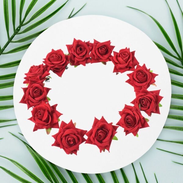 Velvet Rose Hair Clip – Red Flower Design (12 Pcs) | Calm & Curl