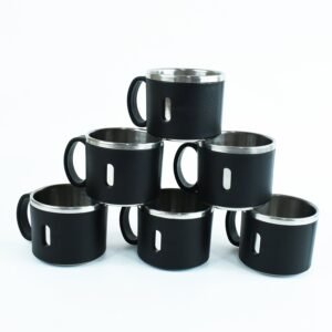 Stainless Steel Desk Mug Set – Durable 150ml Tea & Coffee Cups