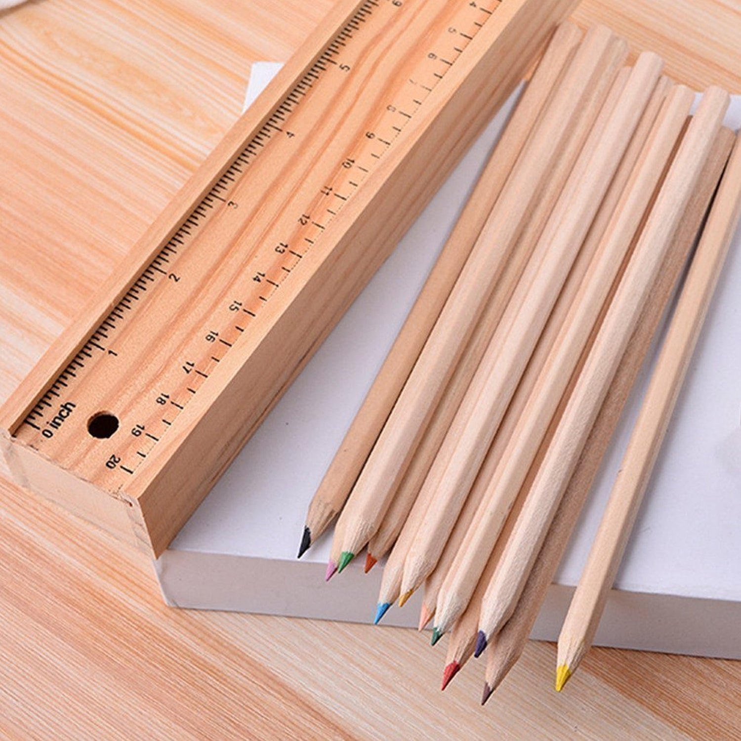Wooden Pencil Set – 12 Pcs with Box & Sharpener | TinyTrendy
