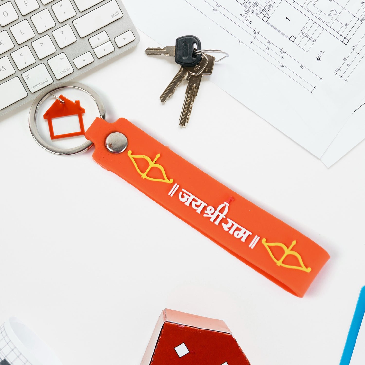 Jai Shree Ram Keychain – Durable Silicone with Metal Hook | Styleva