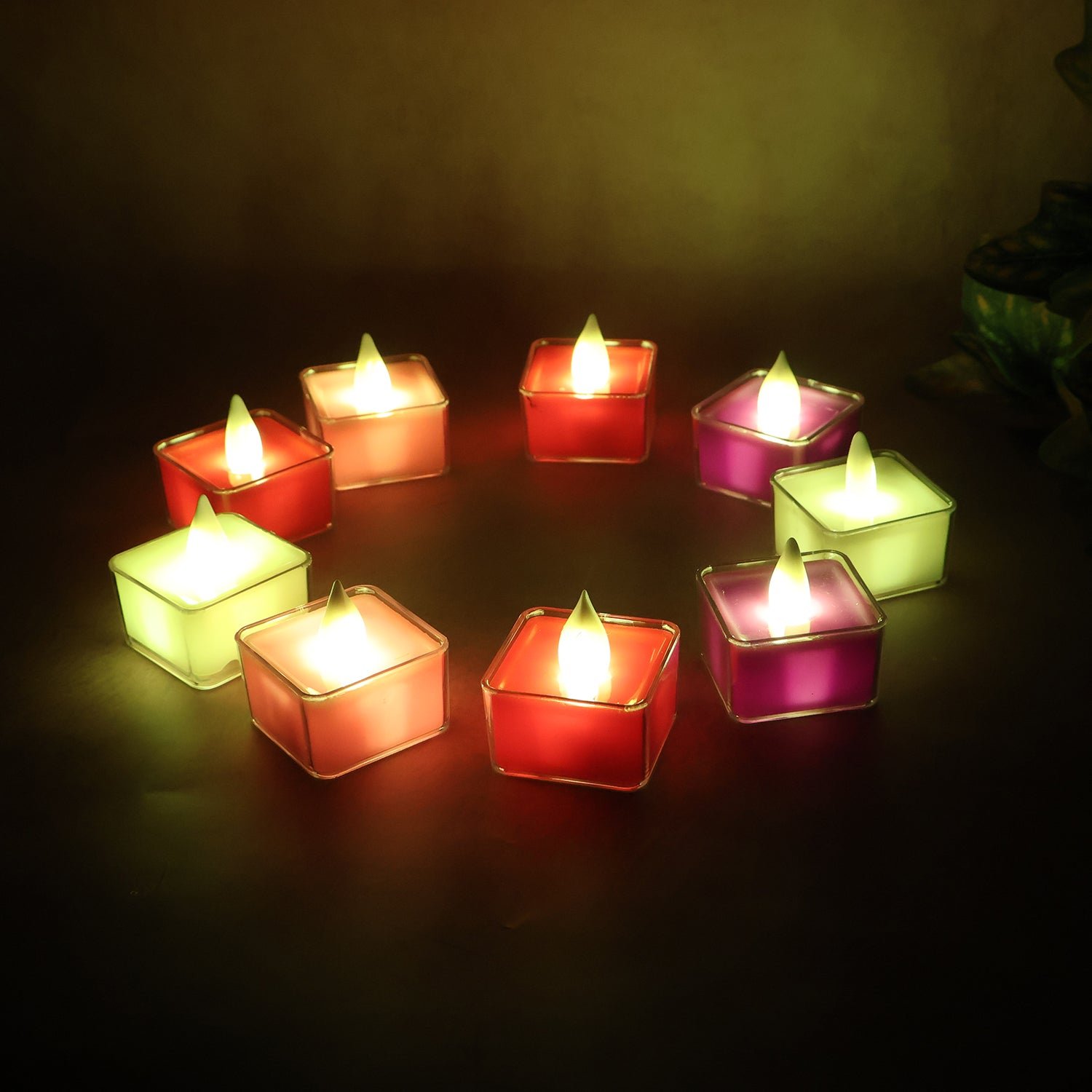 LED Flameless Tealight Candles – Vibrant Multicolor Set (9 Pc)