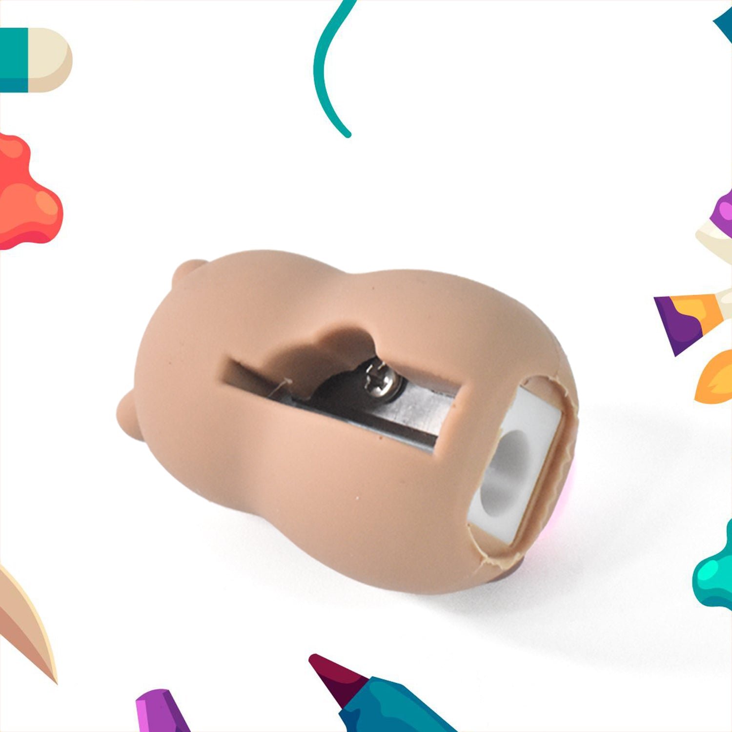 Cartoon Pencil Sharpener with Built-In Eraser – Fun & Practical