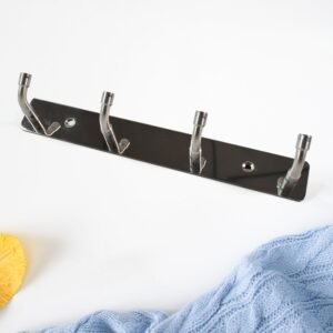Stainless Steel Coat Hook Rack – 4 Heavy Duty Hooks for Home