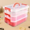 Transparent 3-Layer Storage Box with Handle and Lock Clips