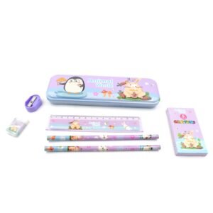 Stationery Kit for Kids – 12 Pc Metal Pencil Box Set | ScribbleJoy