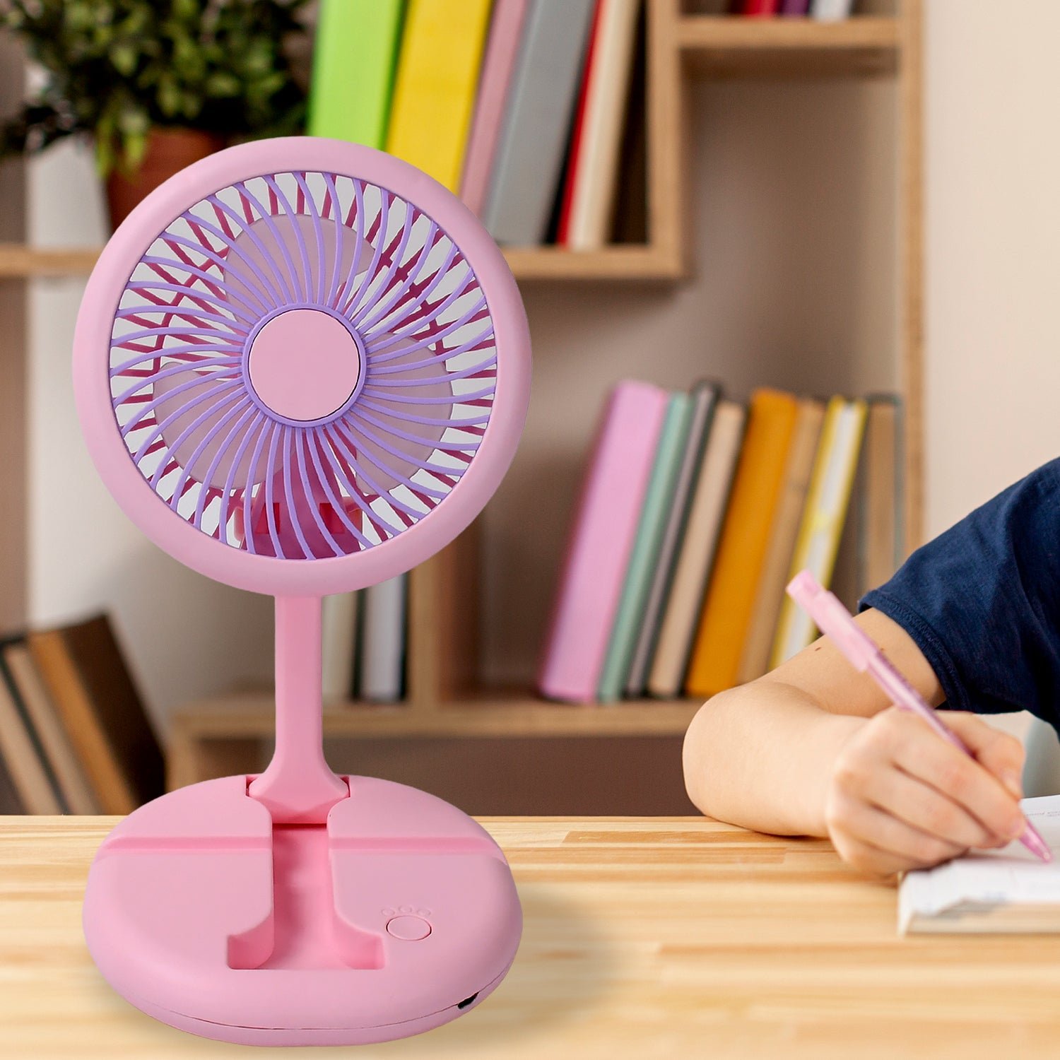 Portable Fan with LED Light – USB Rechargeable & Foldable | FitFuzion