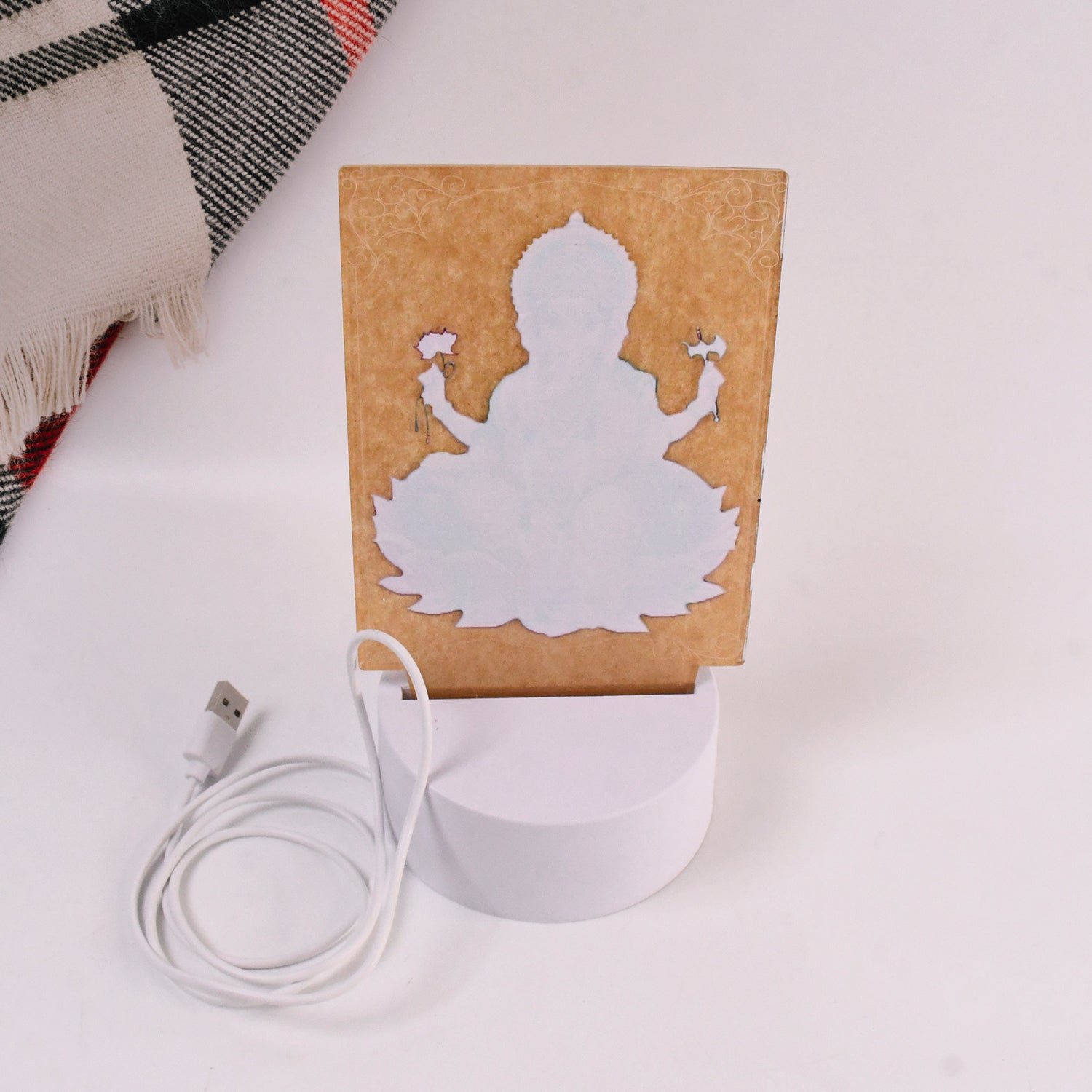 3D Lord Ganesh Frame – Soft White LED Night Light for Home Decor