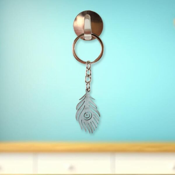 Peacock Feather Keychain – Durable Stainless Steel Design