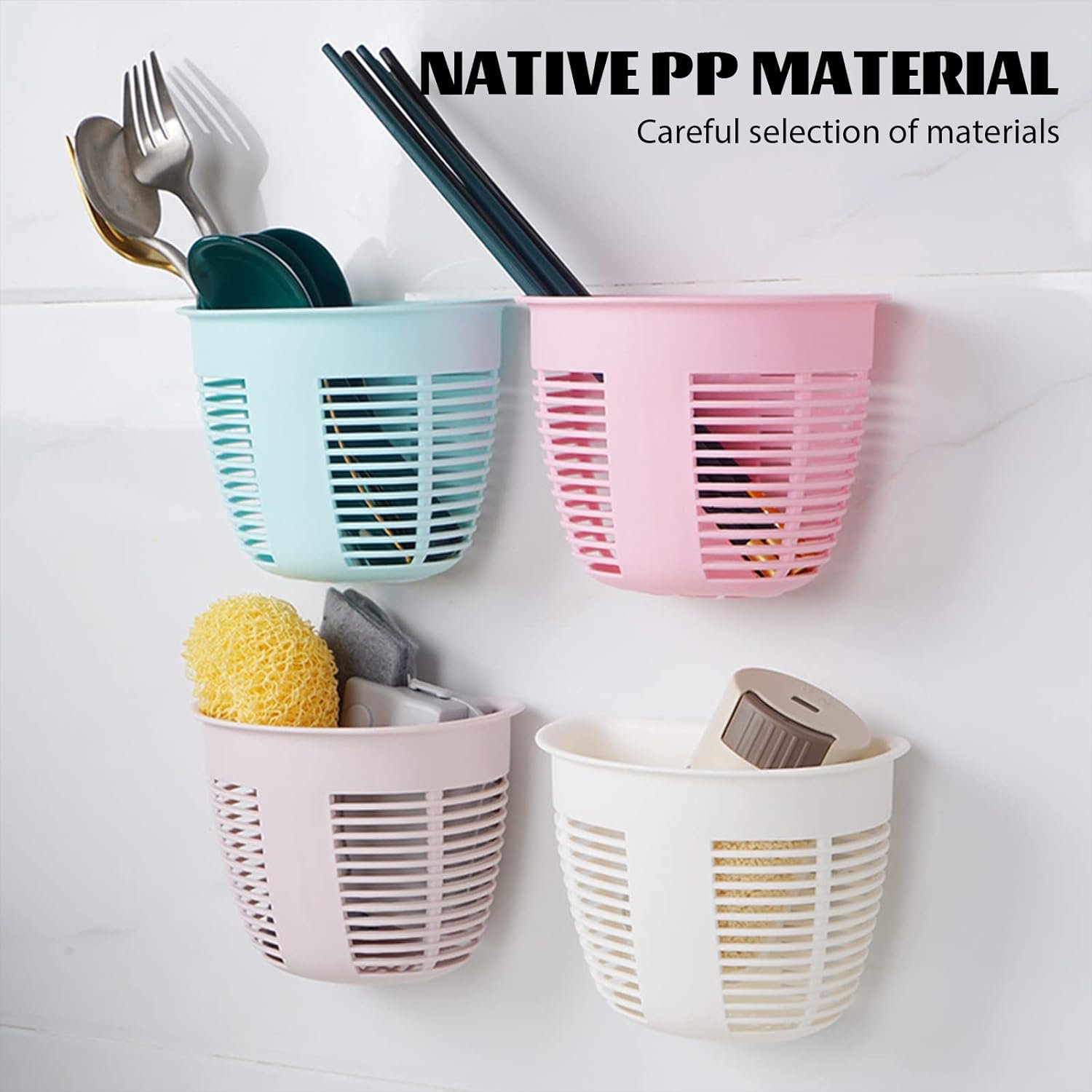 Hanging Plastic Storage Basket – Wall Mounted Organizer | Bathora