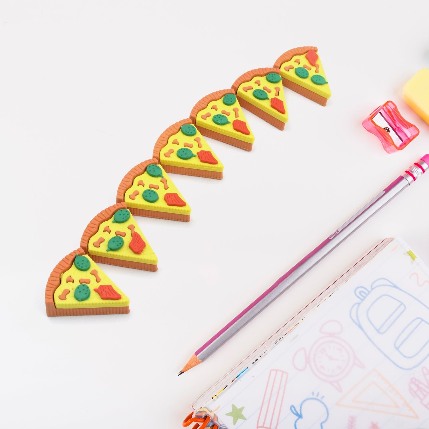 Pizza Eraser Set – Fun 3D Slices for Kids' Stationery | ScribbleJoy