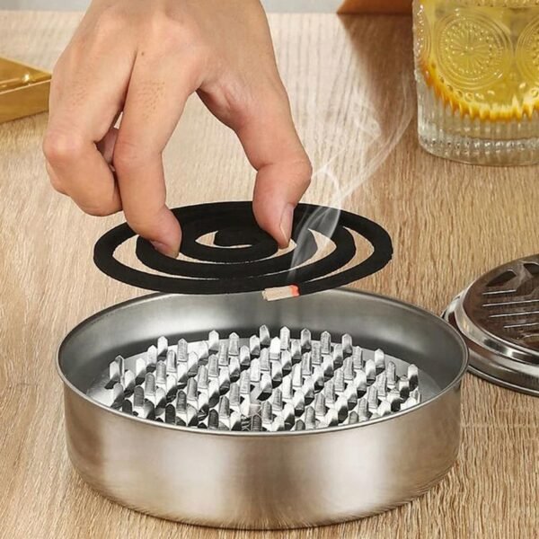Mosquito Coil Stand – Stainless Steel Safe Burner with Vent Lid