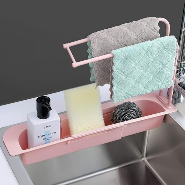 Expandable Sink Caddy – Dual Towel Bars & Drip Tray for Kitchen