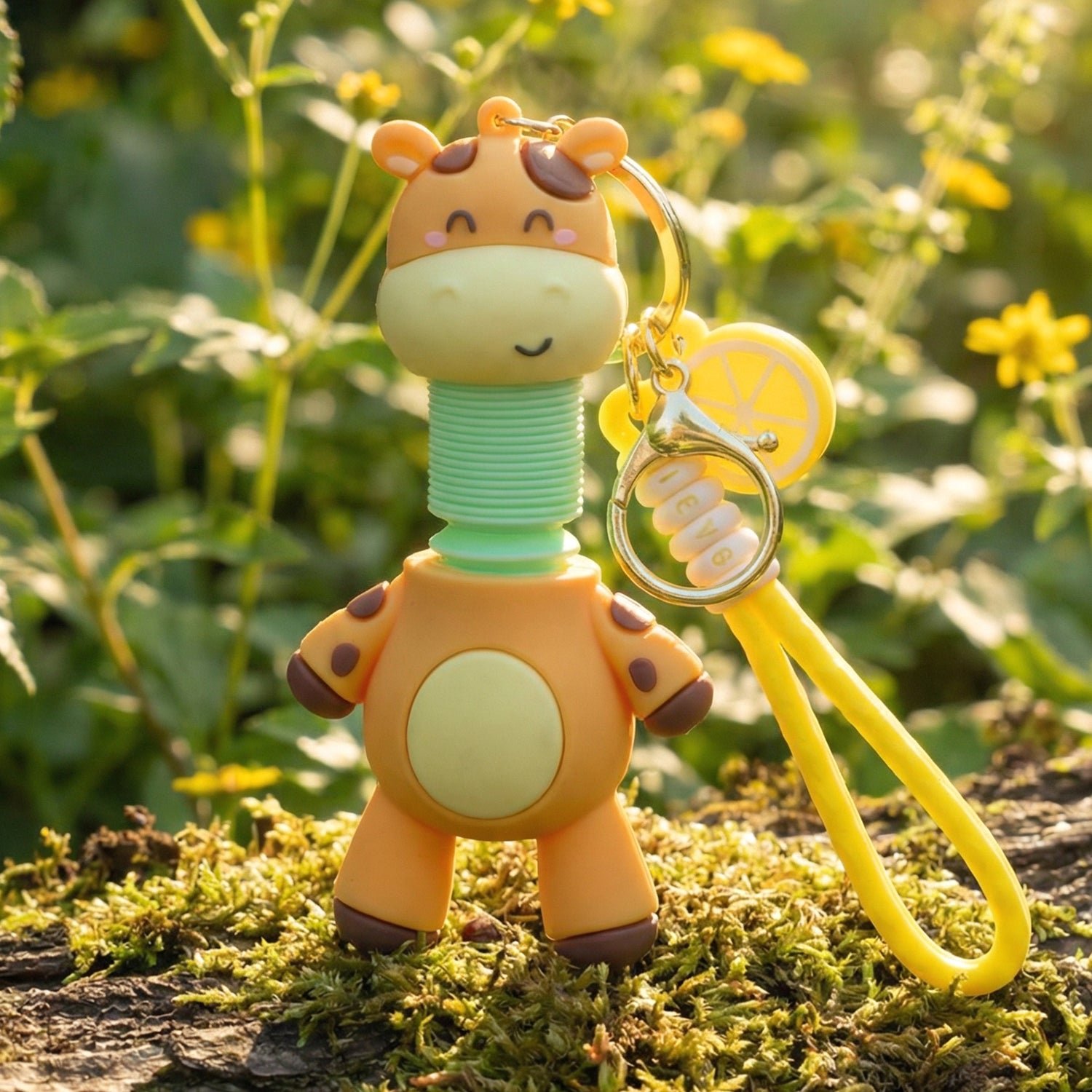 Giraffe Cartoon Keychain – Flexible Neck & Wrist Strap Charm