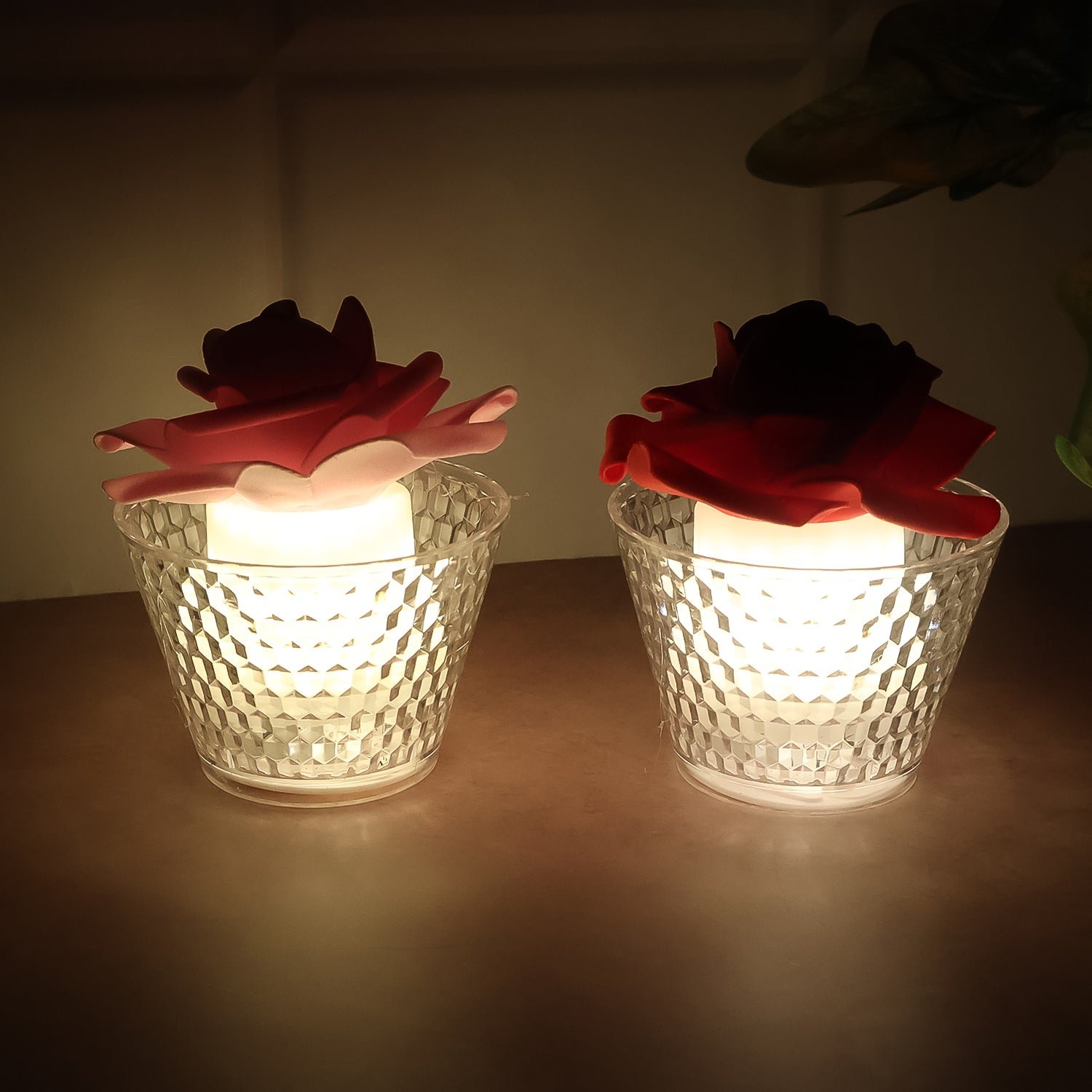 LED Rose Flower Flameless Tealight Candle Set – Elegant & Safe Décor