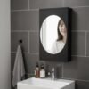 Rotating Storage Cabinet with Mirror, Space-Saving Wall Organizer