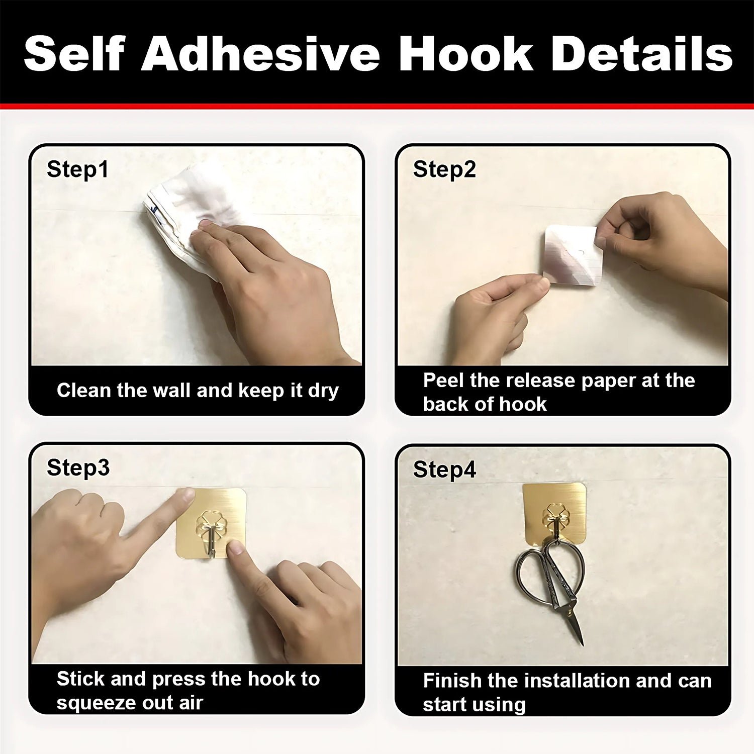 Adhesive Wall Hook – Waterproof Transparent 10-Piece Set