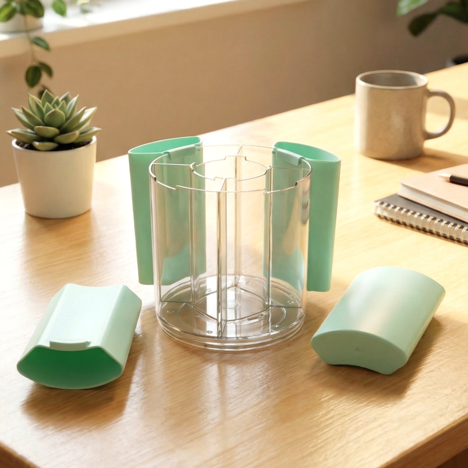Rotating Pen Holder – 5 Compartment Desk Organizer Stand