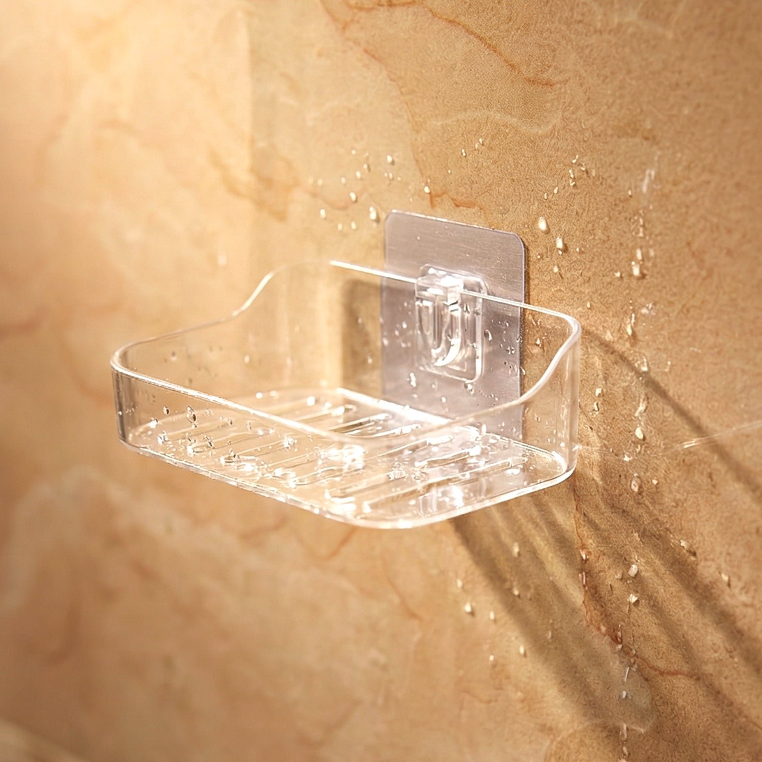 Transparent Wall-Mounted Soap Dish Set – Space-Saving & Drainage