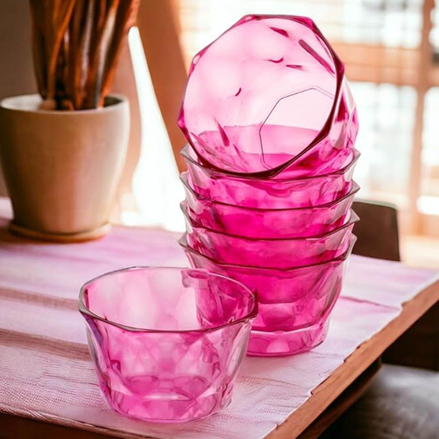 Diamond Shape Ice Cream Bowl Set – 6pc Plastic Dessert Bowls | Indo Glow