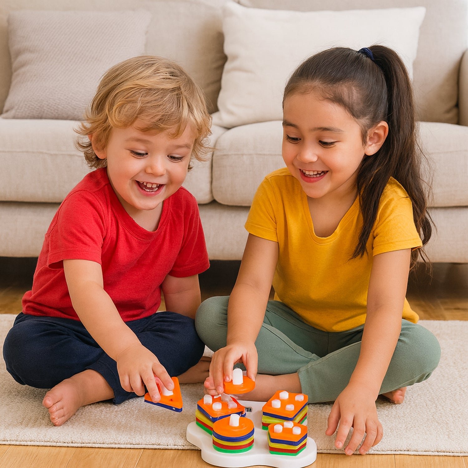 Geometric Stacking Sorter Toy – Toddler Shape Learning & Skills