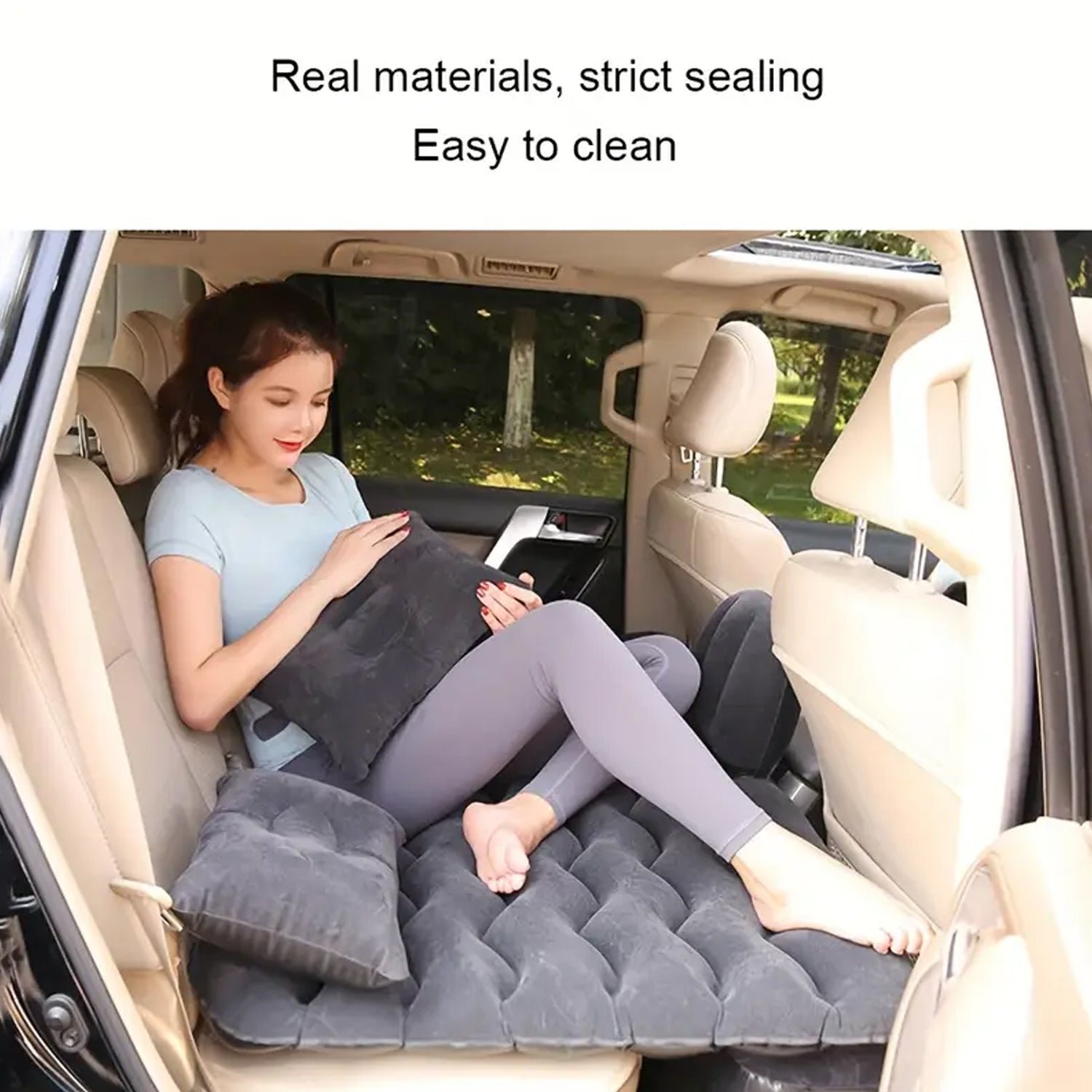 Inflatable Car Backseat Air Mattress – Portable Comfort with Pump & Pillows, Car Sofa
