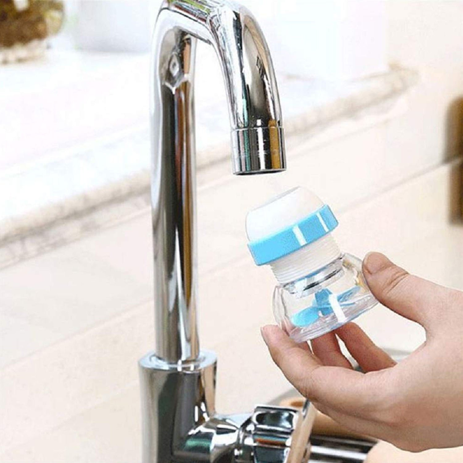 Adjustable Kitchen Sink Tap Water Filter – Splash Guard & Rotating Sprayer