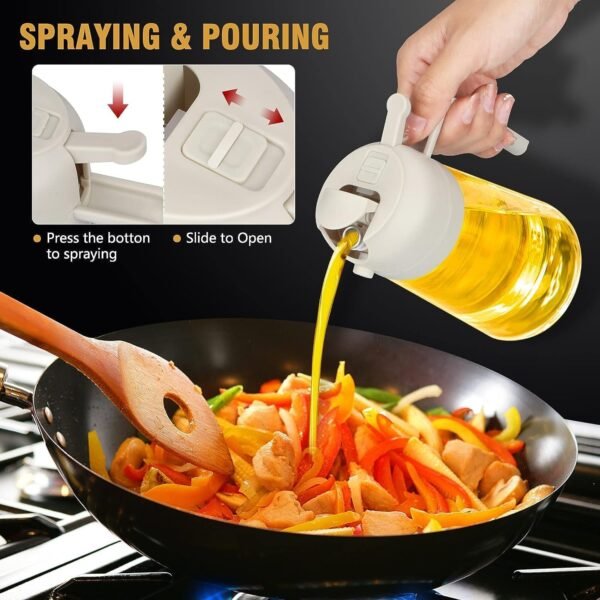 Glass Oil Dispenser Bottle – 2-in-1 Pour & Spray, 500 ml