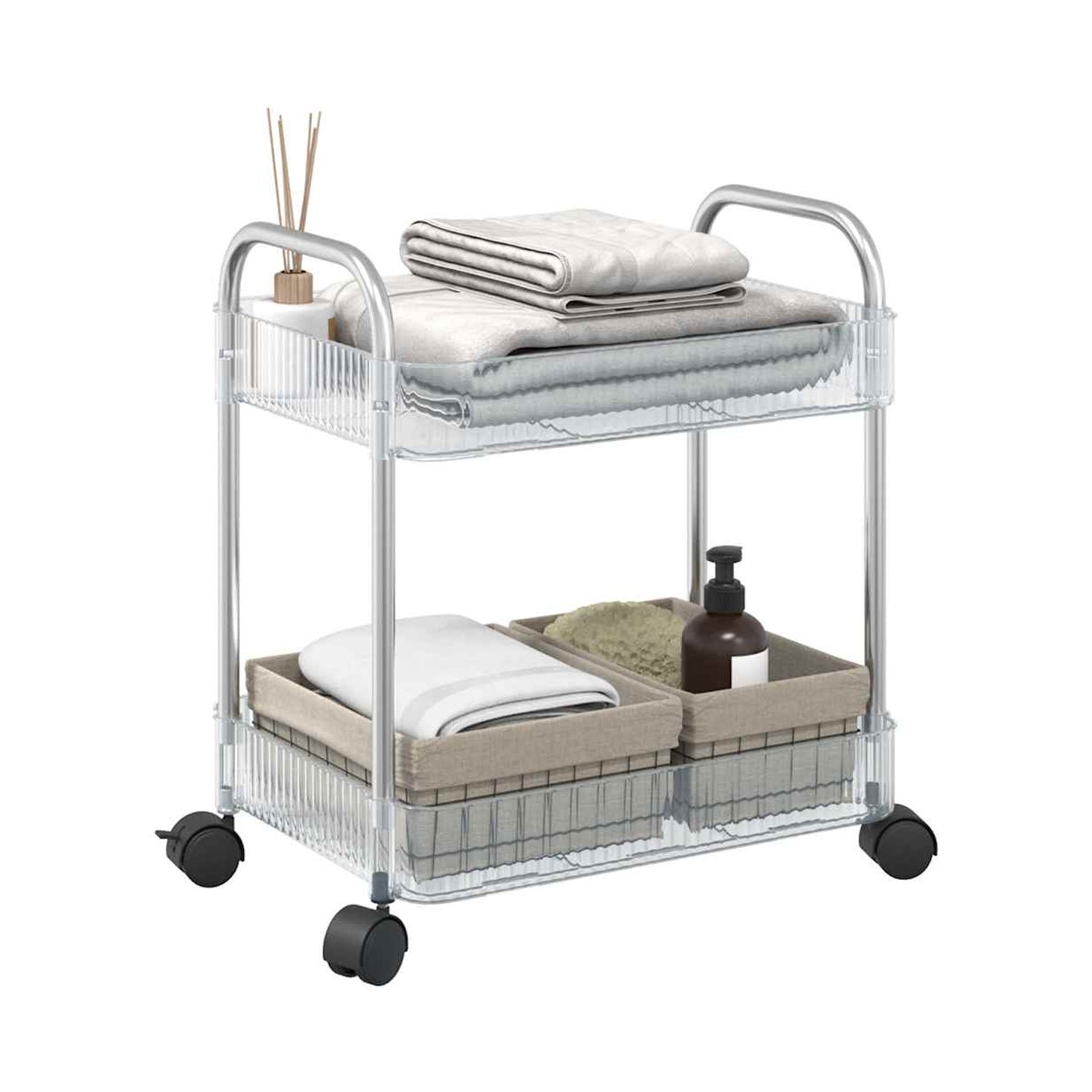 2 Layer Storage Trolley with Wheels – Compact & Movable Organizer