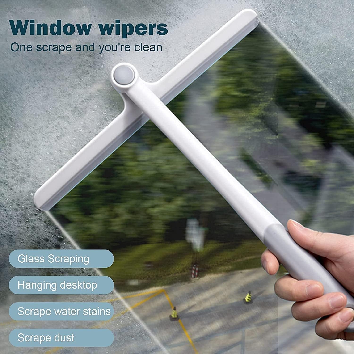 Window Glass Cleaning Wiper – 2-in-1 Microfiber & Silicone Blade